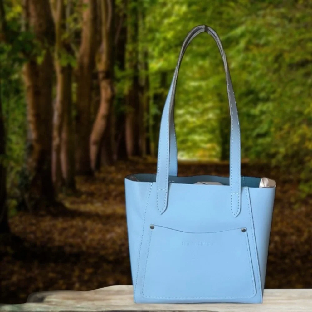 PORTLAND LEATHER GLACIAL BLUE SMALL JULIETTE TOTE - Picture 1 of 14